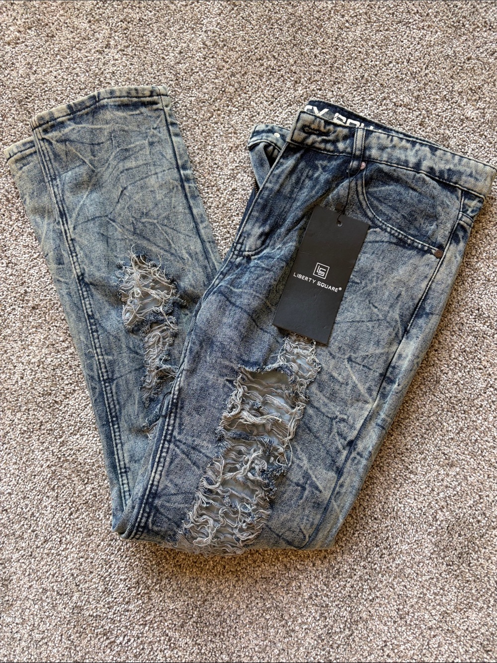 Liberty Square Distressed Acid Wash Skinny Jeans NWT